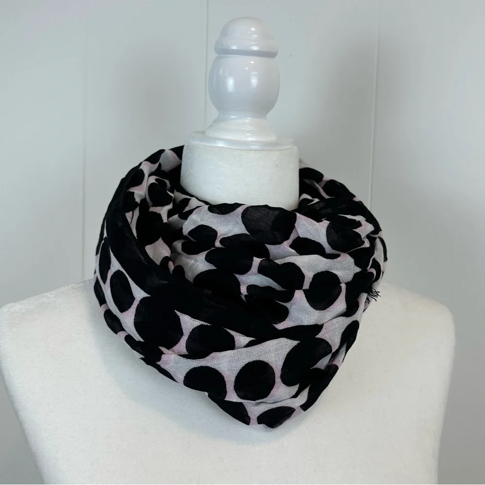Kate Spade Polka Dot Mod Scarf Black White Pink - Picture 6 of 7